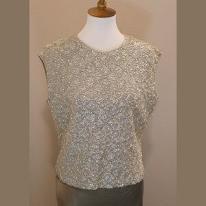 Gorgeous Vintage Pearl Beaded Sequin Top